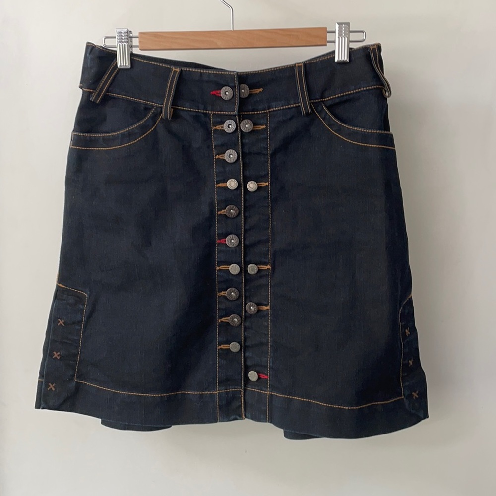 Oilily denim pleated skirt with belt